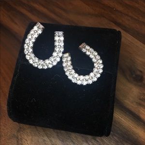 Vintage Crystal Horseshoe Stud Earrings